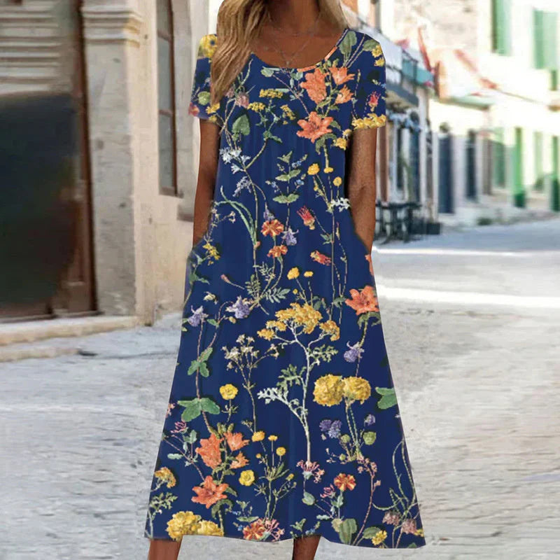 Isabella – Boho Floral Dress with Tummy Coverage