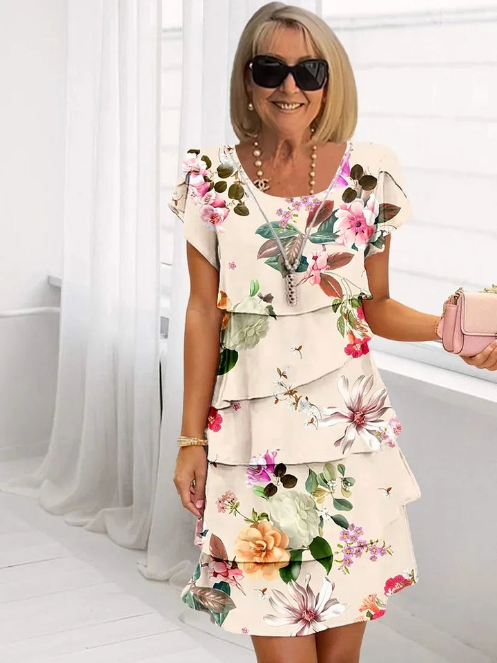 Celina™ | Pleated Floral Dress with Ruffles