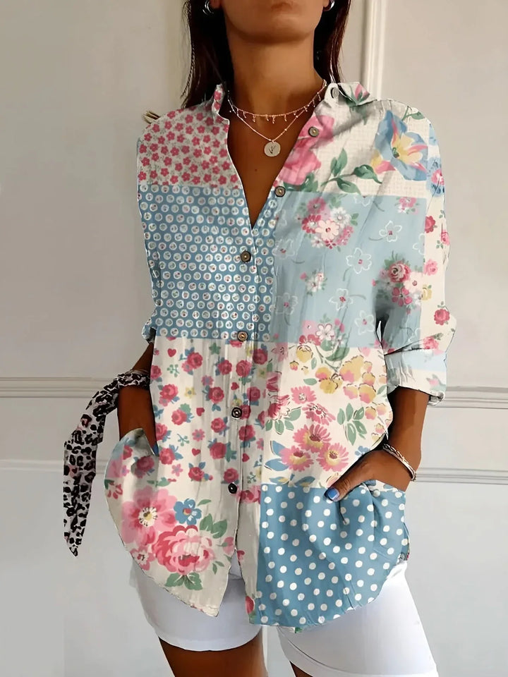 Amara™ - Floral Breeze Button-Up Shirt