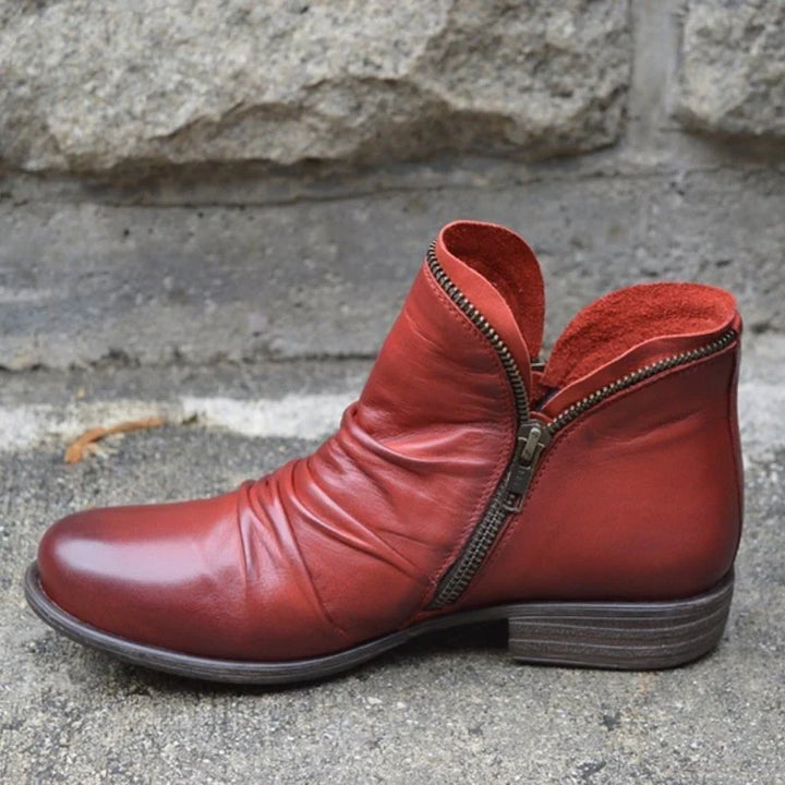 Viannele | Leather Boots with Zipper