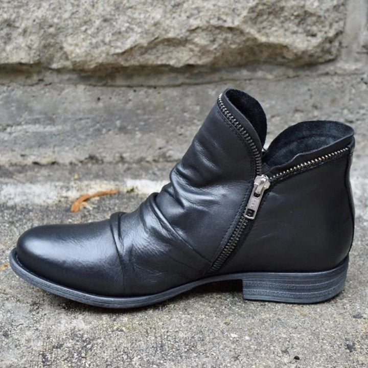 Viannele | Leather Boots with Zipper