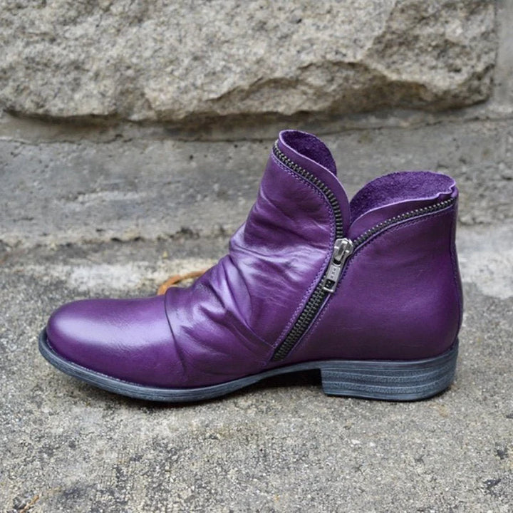 Viannele | Leather Boots with Zipper