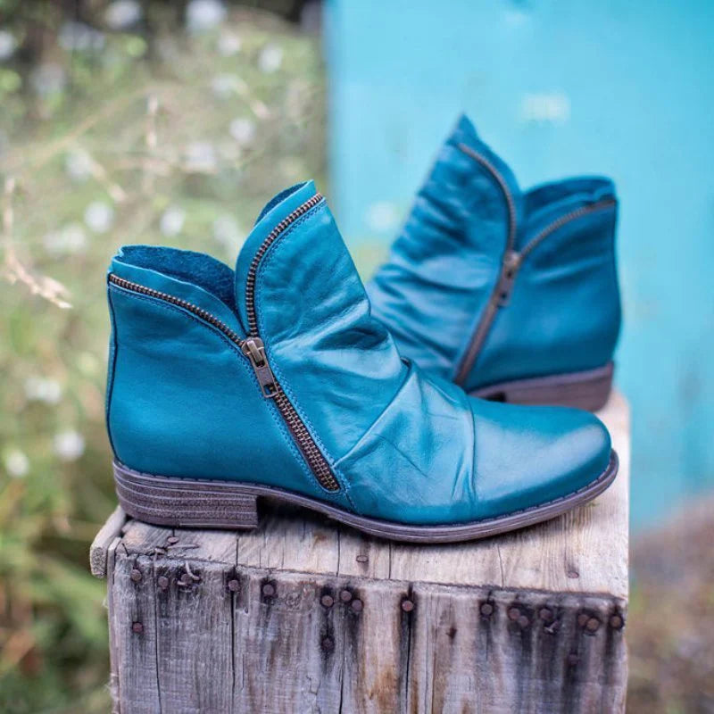 Viannele | Leather Boots with Zipper